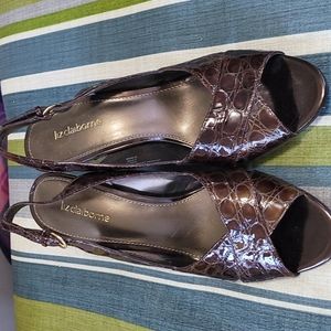 Leather crocodile print heels